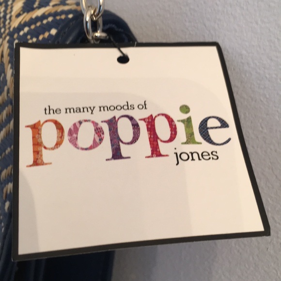 Poppy Jones Blue Squares Shoulder/Clutch Bag NWT - Picture 3 of 8